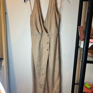 Anthropologie Tan Backless Dress